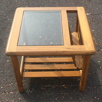 Mersman MCM End Table with Smoked Glass Top
