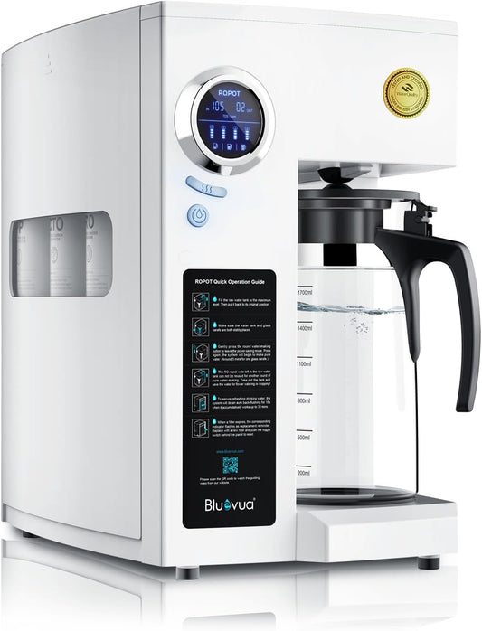(New) Bluevua RO100ROPOT Countertop Reverse Osmosis Water Filter System, Portable RO Filtration with Remineralization, No Installation, WQA Certified - ROPOT, 5-Stage RO