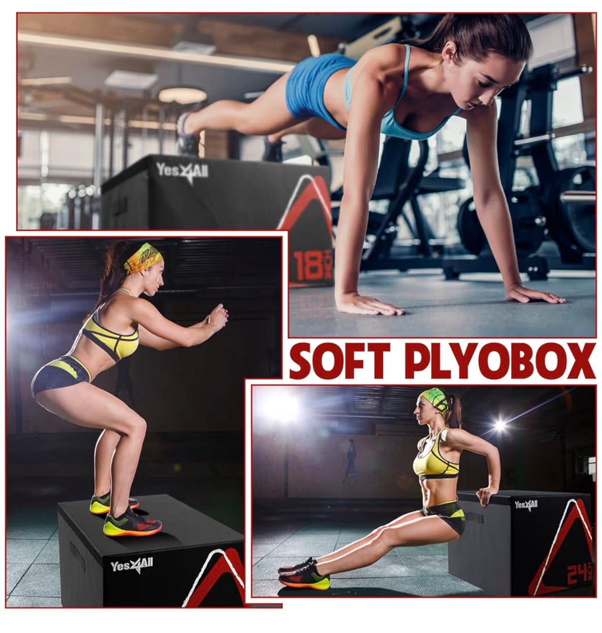 Yes4All 6 Inch Adjustable Soft Plyo Box, Jumping Trainer - For Plyometric Exercises and Conditioning, Multiple Height Variations