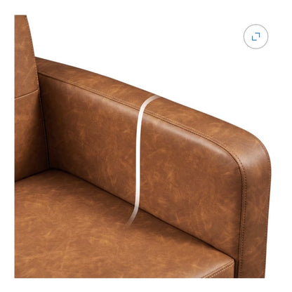 Yaheetech Modern Faux Leather Tufted Accent Chair, Retro Brown (New in Box)