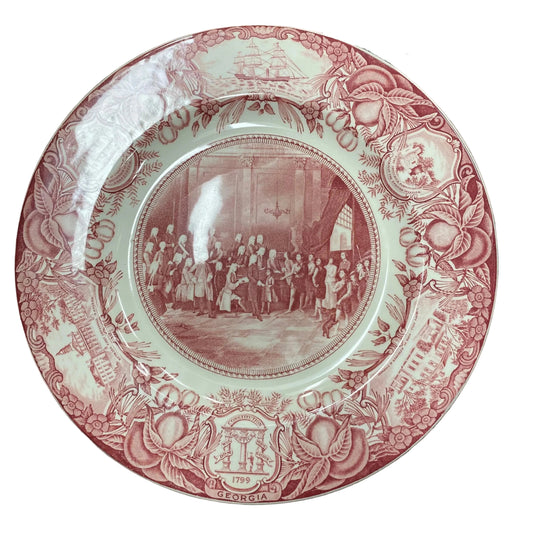 Wedgwood Georgia State Historical Tomochichi Red/Pink Dinner Plate