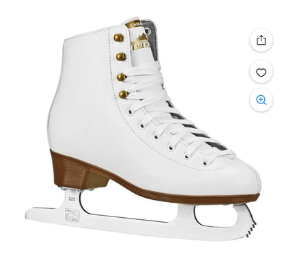 Lake Placid Cascade Women's Figure Ice Skates, Synthetic Upper, Reinforced Ankle Support (Size 6)