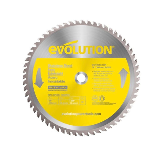 Evolution 14 Inch Stainless Steel Blade TCT Saw Blade for Evolution S14CPS, S15CPS, S355MCS, S355CPSL 1 Inch Arbor Max 1600 RPM Precision Stainless Steel Cutting for Metalworking (New in Package)