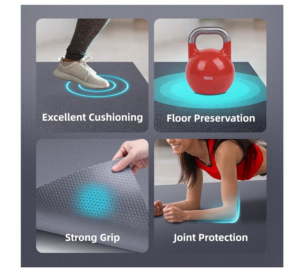 GymCope Large Exercise Mat for Home Workouts, 6 Ft. X 4 Ft.  Extra Thick Workout Mat, High Density Gym Mat for Cardio, Jump Rope, MMA, Weights Shoe Friendly Dark Gray (New in Box)