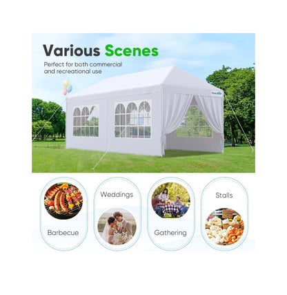 Quictent 10ft. X 20ft. Party Tent Gazebo Wedding Canopy tent for Parties BBQ Shelter Pavilion with Removable Church Sidewalls & Elegant Church (White) (New in Box)