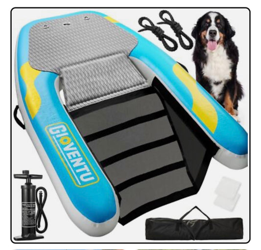 Inflatable Large Dog Pool Ramp 62 Inch X 40 Inch 220lbs Capacity Pet Water Dock Ramp (New in Box)