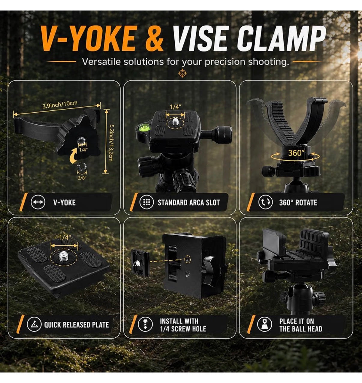 Hunting Tripod, Riffle Shooting Tripod with integrated Vise Clamp Heavy Duty Aluminum Shooting Rest with Custom Carry Bag, Adjustable 18 Inch-61 Inch Stable Gun Stand & Shooting Stick for Hunting (New in Box)
