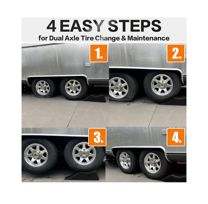 2 Pack Tandem Wheel Ramp, Concave Portable Ramp, Heavy Duty Tire Changing Aid on Tandem Dual Axle Trailer, 5.5 Inch Tire Lift Trailer Wheel Jack RV Flat Tire Ramp (2) (New in Box)