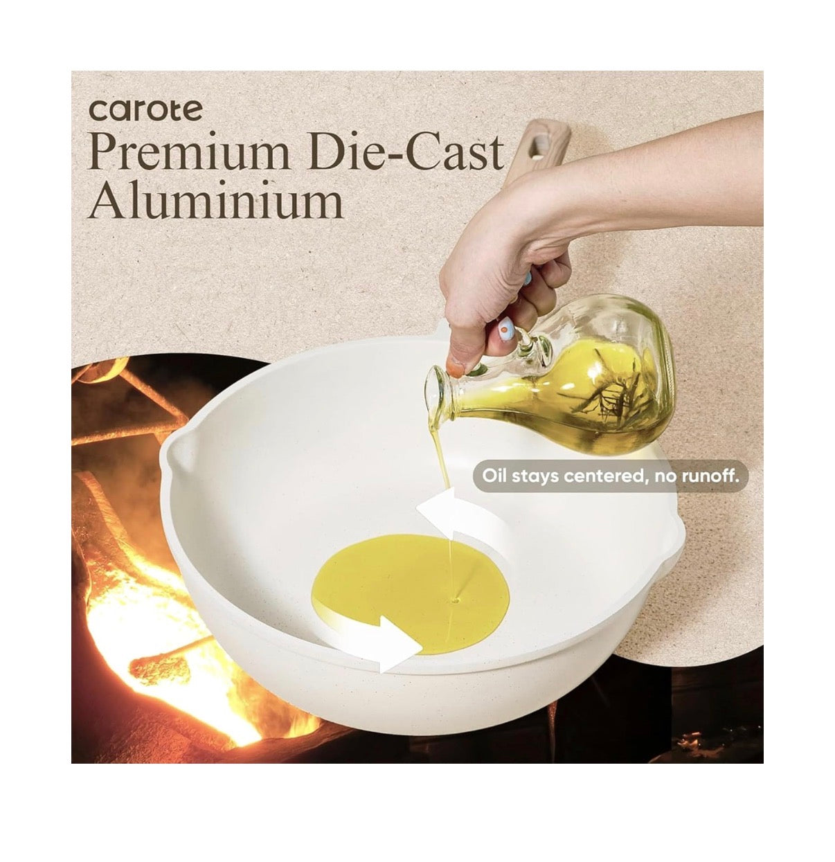 Carote 21 Piece Pots and Pan Set, Nonstick Cookware Sets, Induction Cookware Kitchen Set Nonstick Cooking Set with Frying Pans & Saucepans (Cream White) (New in Box)