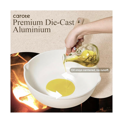 Carote 21 Piece Pots and Pan Set, Nonstick Cookware Sets, Induction Cookware Kitchen Set Nonstick Cooking Set with Frying Pans & Saucepans (Cream White) (New in Box)