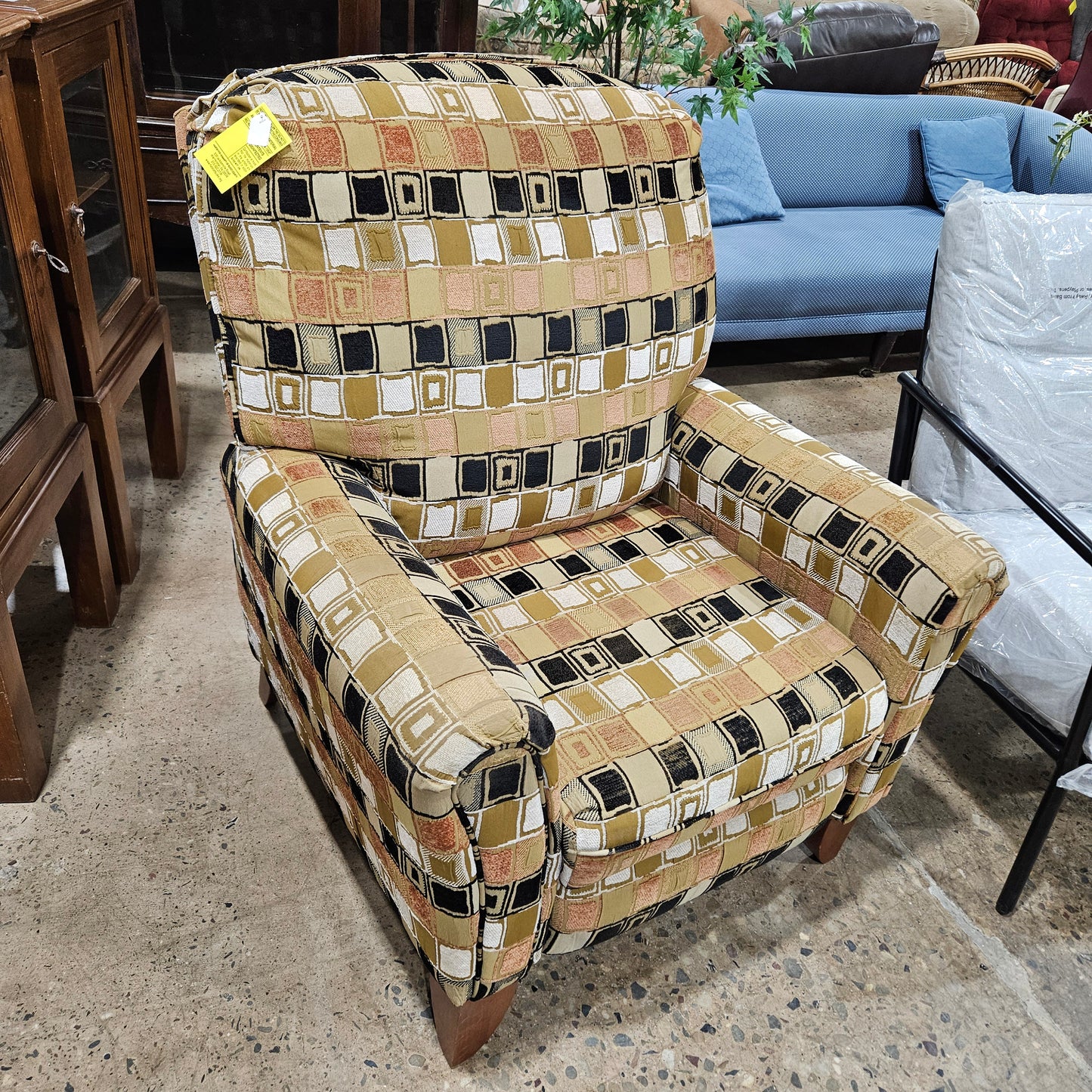 Patterned Upholstered Recliner Armchair