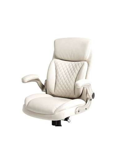 Amazon Basics Ergonomic Executive Office Desk Chair with Lumbar Support, Flip-Up Armrests, Adjustable Height (Cream Leather) (New in Box)