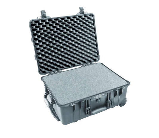 Pelican 1610 Case with Foam Water Tight Copolymer Case with Foam and Wheels for Telescopes, Camera Gear and Optics (Black) (New in Box)