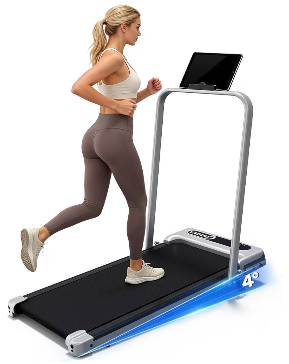 Walking Pad Treadmill for Home, Incline Walking Pad with Handle Bar Sturdy Foldable Handles Treadmill with Remote, Quiet Anti-Slip Portable Under Desk Walking Pad for Small Space at Home/Office (New in Box)
