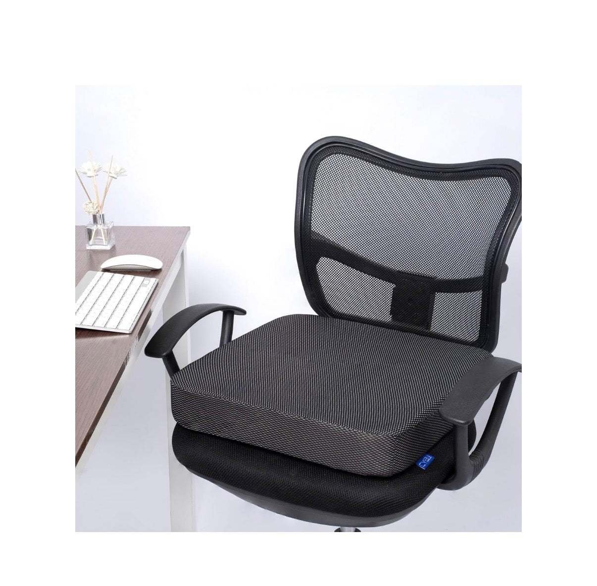 Gel Infused Memory Foam Layer Wheelchair Cushion Polyfoam Base 18 Inch X 16 Inch Seat Cushion for Wheelchair, Office Chair, Kitchen Chair - Pressure Sore and Tailbone Pain Relief (Black) (New in Box)