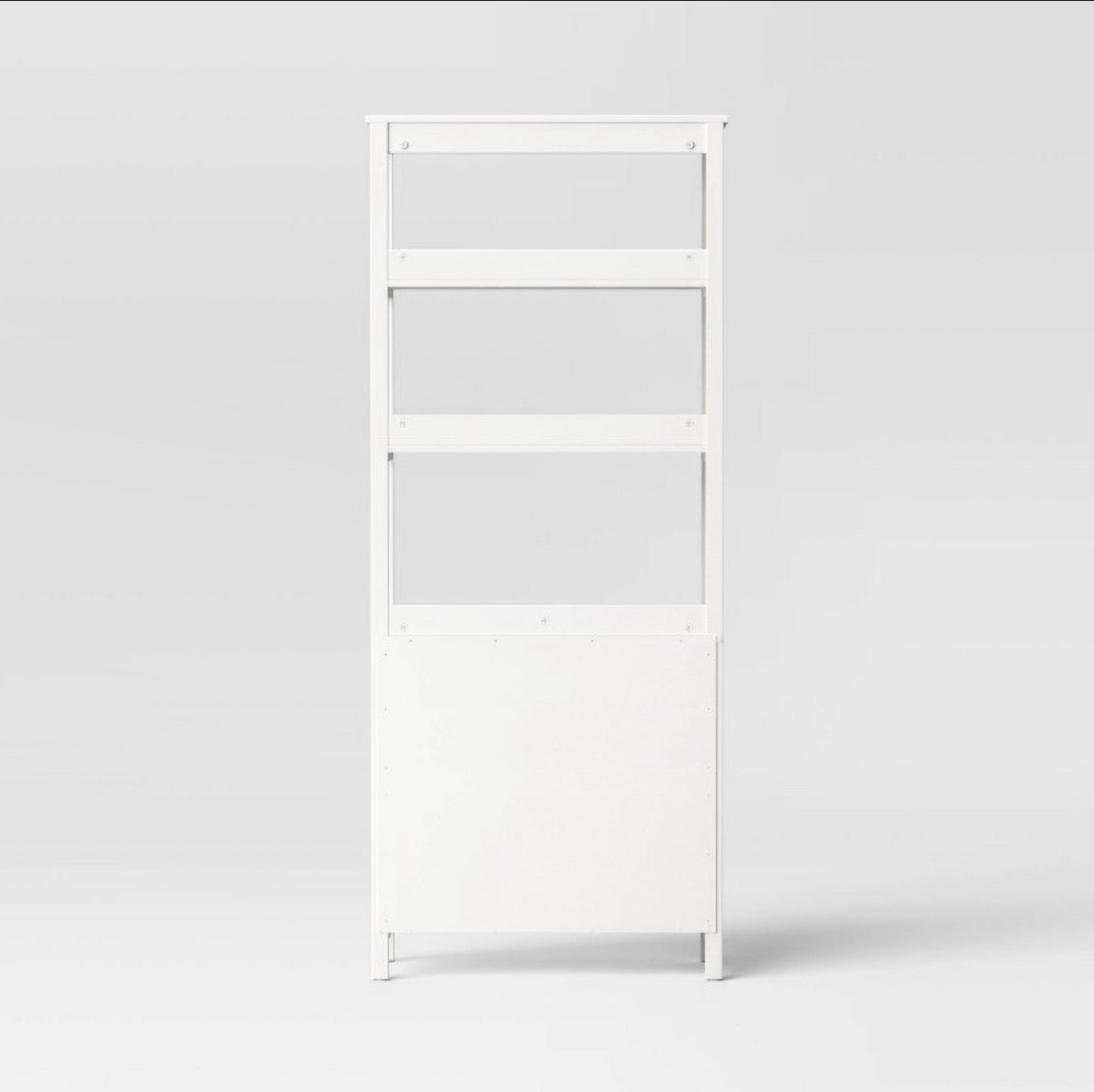 72 Inch Bookcase Traditional with Three Open Shelves and Cabinet (White) (New in Box)