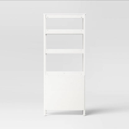 72 Inch Bookcase Traditional with Three Open Shelves and Cabinet (White) (New in Box)