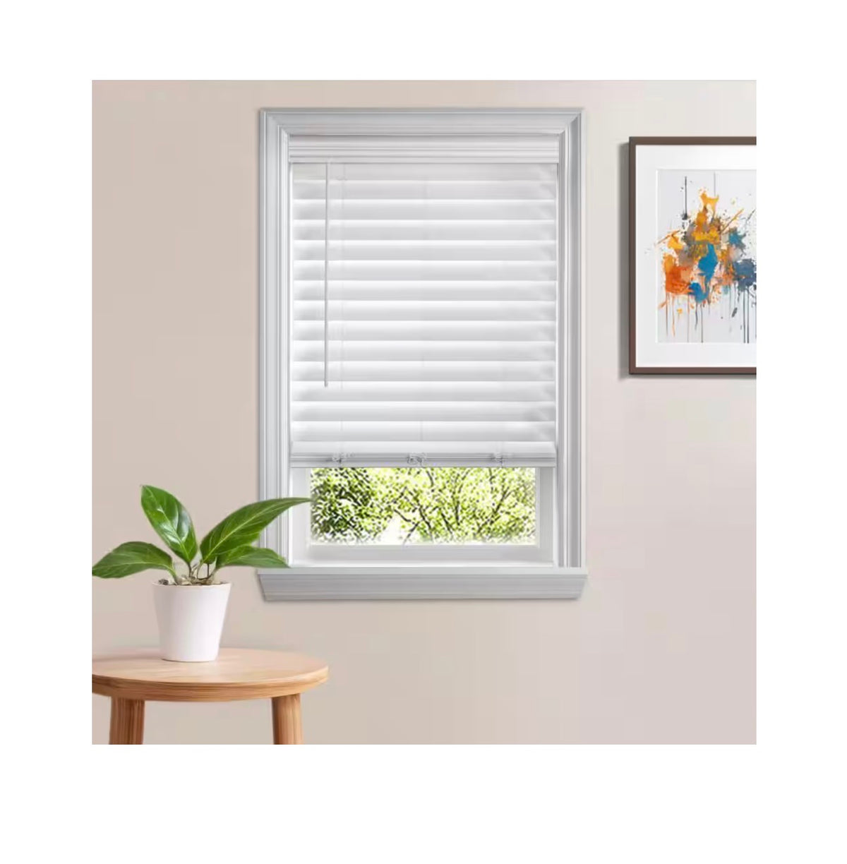 Cordless Premium Faux Wood Blinds with 2.5 Inch Slats 35 Inch Width X 72 Inch Length with Actual Size 34.5 Inch Width X 72 Inch Length (White) (New in Box)