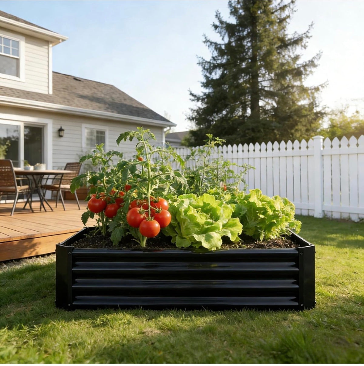 Metal Galvanized Raised Garden Bed Kit 4 Ft. X 2 Ft. 1 Ft. Open Base for Growing Vegetables, Flower, Herbs, Fruits, Succulents Outdoor (New in Box)
