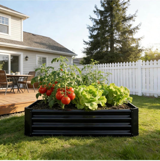Metal Galvanized Raised Garden Bed Kit 4 Ft. X 2 Ft. 1 Ft. Open Base for Growing Vegetables, Flower, Herbs, Fruits, Succulents Outdoor (New in Box)