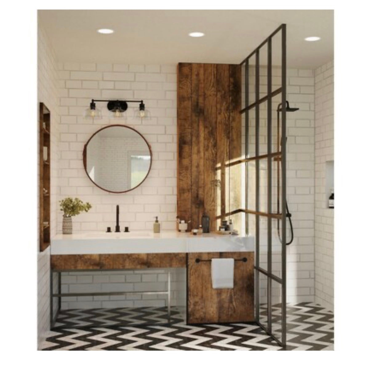Progress Lighting Singleton 26.5 Inch 3 Light Farmhouse Bathroom Vanity Light (Matte Black) (New in Box)