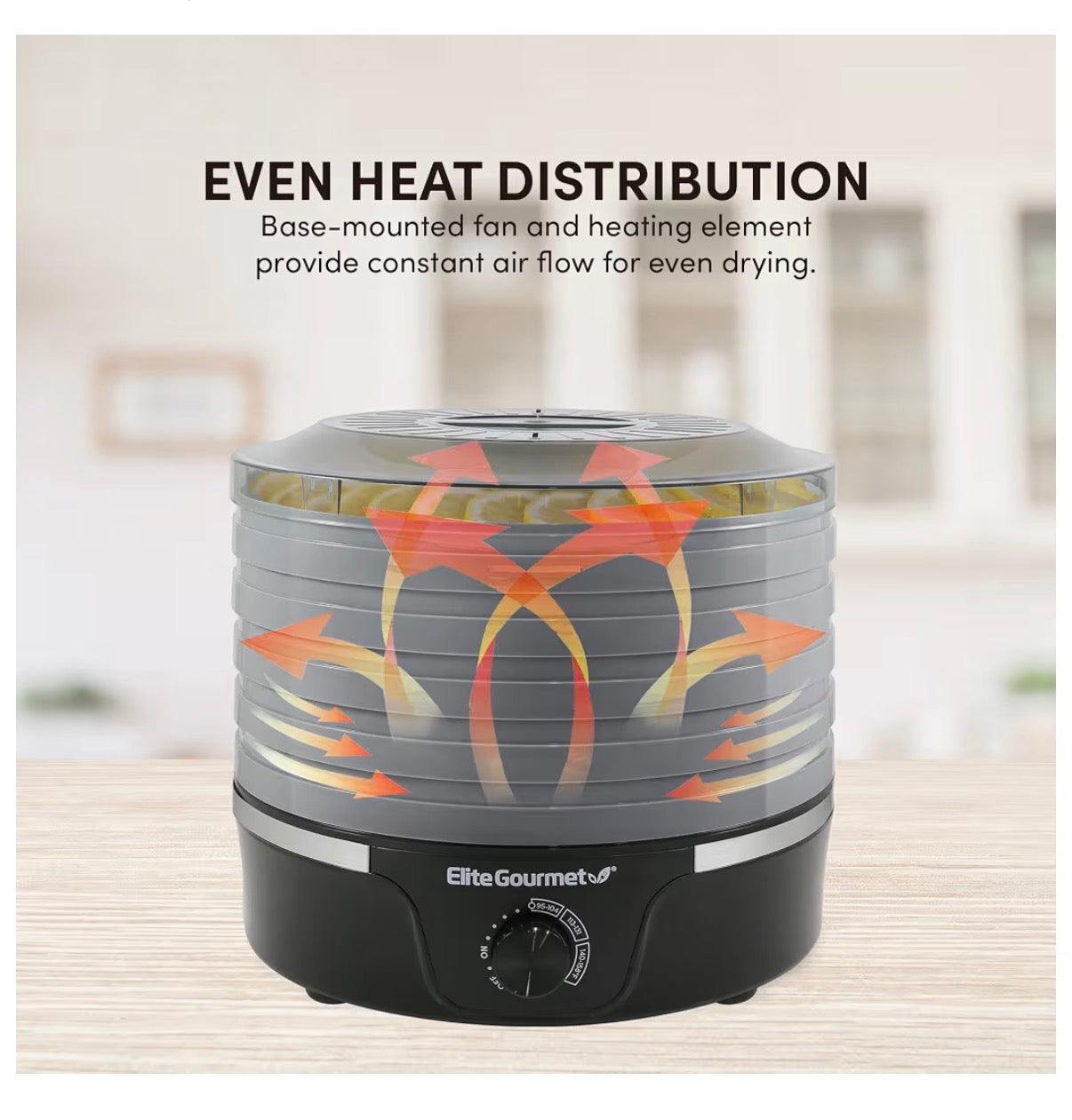 Elite Gourmet Food Dehydrator, 5 BPA-Free 11.4 Inch Trays (Black/Gray) (New in Box)