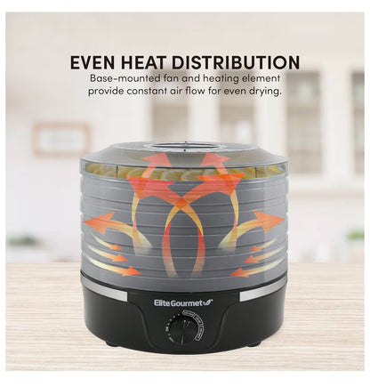 Elite Gourmet Food Dehydrator, 5 BPA-Free 11.4 Inch Trays (Black/Gray) (New in Box)