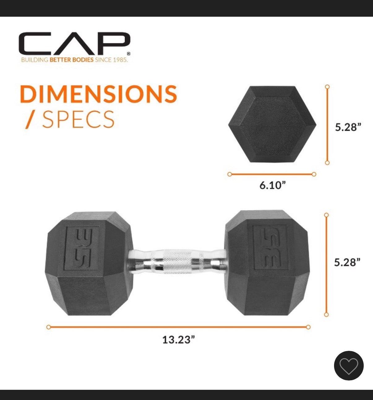 35 lbs Coated Hex Dumbbell with Contoured Handle