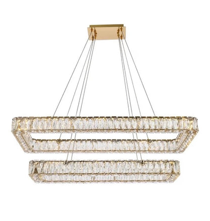 Elegant Lighting Monroe 42 Inch Led Double Rectangle Pendant In Gold