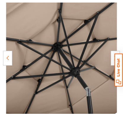 10 ft. Steel Market Patio Umbrella with 3-Tiered Sunshade and Push Button Tilt and Easy-Open Crank (Beige) New in Box