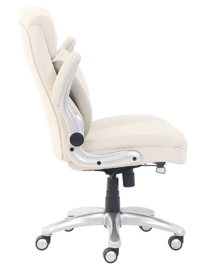 Amazon Basics Ergonomic Executive Office Desk Chair with Lumbar Support, Flip-Up Armrests, Adjustable Height (Cream Leather) (New in Box)