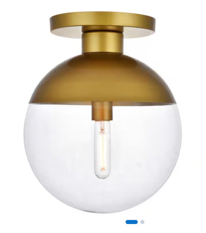 Elegant Lighting Living District Eclipse 1 Light 12 Inch Brass Flush Mount Ceiling Light