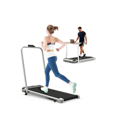 3-in-1 Under Desk Treadmill with Incline Foldable for Home Walking Pad with Handlebar Remote Control (New in Box) (Silver)