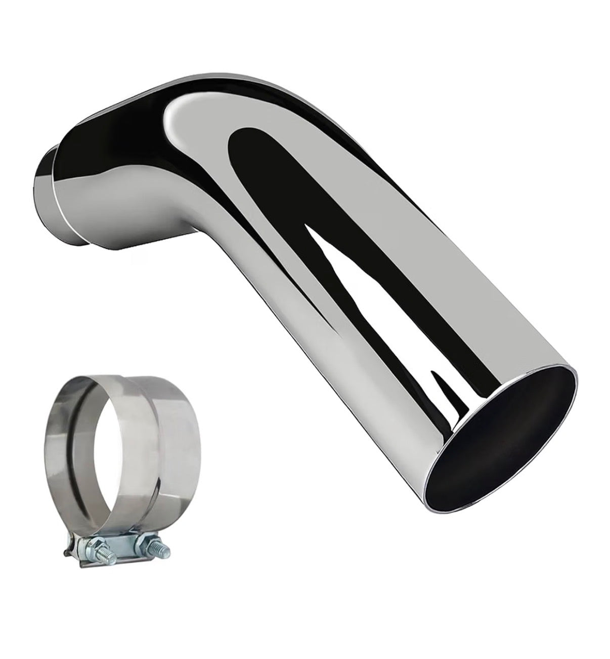 Universal 4 Inch to 6 Inch Exhaust Elbow Pipe with Steel Clamp Silver Chrome or Black Painted for Car, Truck & Diesel (New in Box)