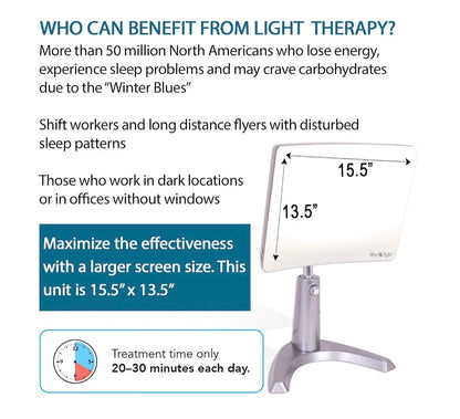 Carex Day-Light Classic Plus Sunlight Therapy Lamp 1000 LUX Therapy Lamp at 12 Inches, LED Bright White Light with Adjustable Height and Brightness Levels for Mood (New in Box)