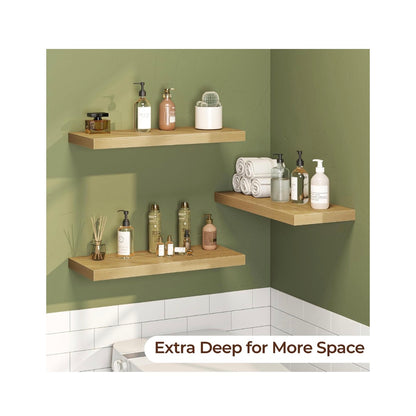 Floating Shelves for Wall24 Inch Set of 3, Farmhouse Floating Shelves with Invisible Heavy Duty Bracket, 10-Inch-Deep Bathroom Shelves for Storage, Livingroom, Kitchen, Decor (Oak) (New in Box)