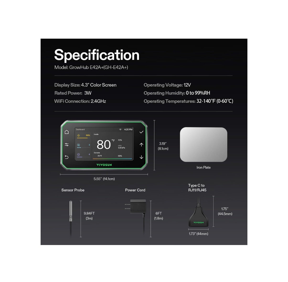 VIVOSUN E42A+ Growhub Environmental Controller for Grow, Smart App Control (New in Box)