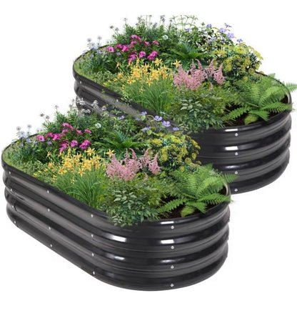 Galvanized Raised Garden Bed Outdoor 4 X 2 X 1 Ft. 2 Pack Metal Garden Planter Box with Safety Edging and Gloves, Raised Bed for Gardening Vegetables, Fruits and Flowers (Gray) (New in Box)