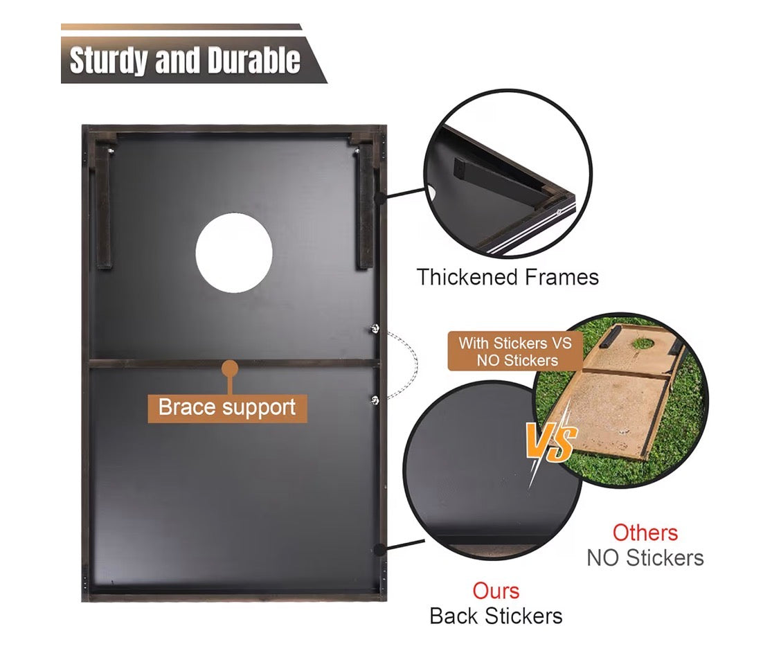 Cornhole Set 3 Ft. X 2 Ft. Regulation Size Cornhole Set with Carrying Bags & 8 Bean Bags, 2 Boards Bean Toss Game for Adults Family Outdoor Beach Lawn Outside Backyard Games (New in Box)