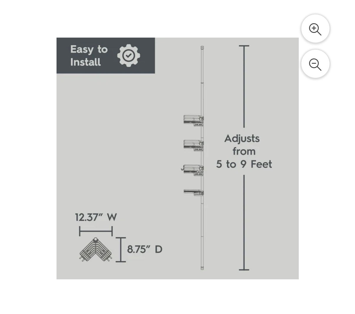 Better Homes & Gardens Adjustable Rust-Resistant Satin Nickel Tension Pole Shower Caddy 3 Tier, 5-9ft.