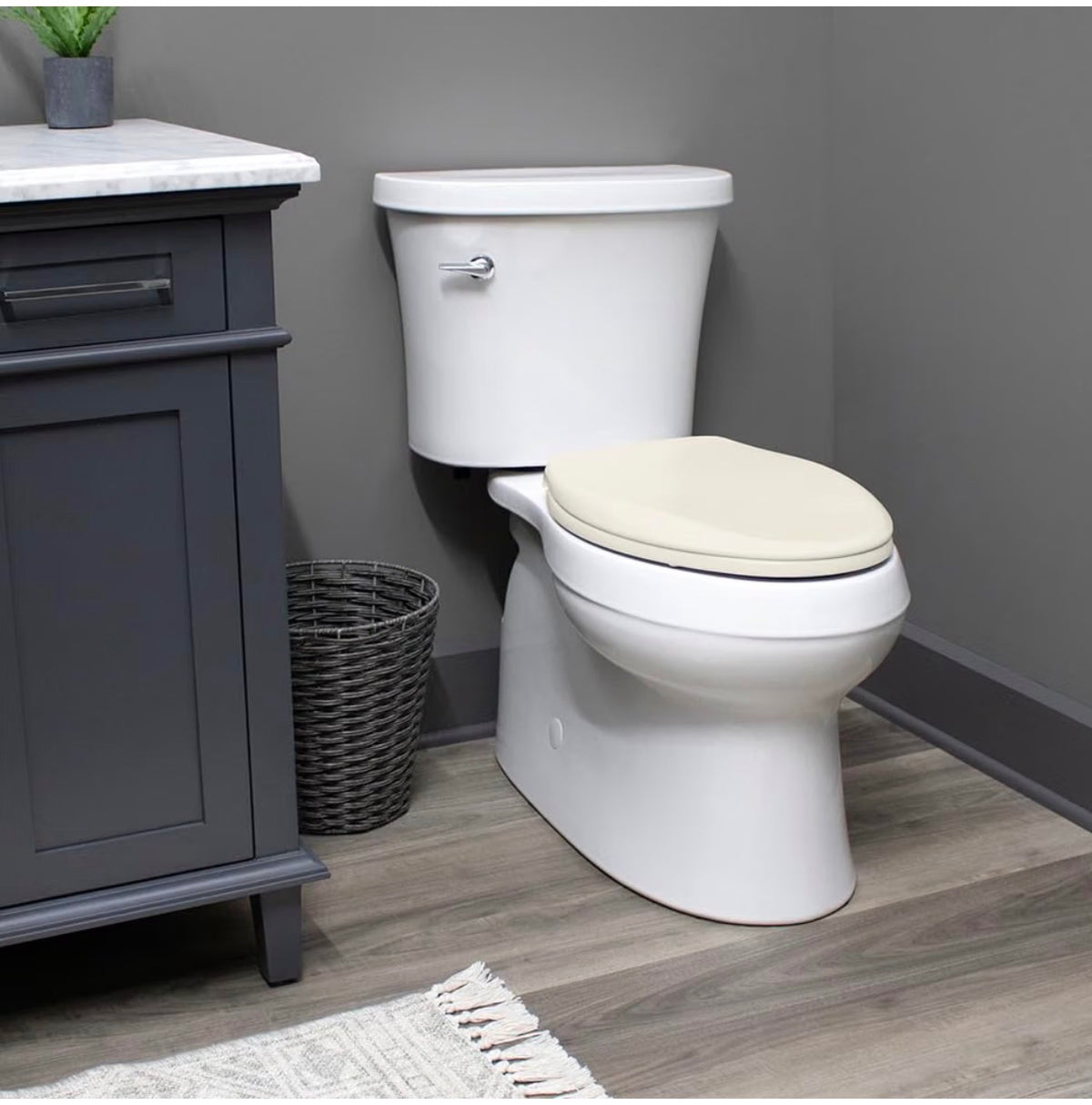 Mayfair Cameron Biscuit Toilet Seat, Non-Slip Heavy Duty Wood, Easy Clean Made in USA Elongated (New in Package)