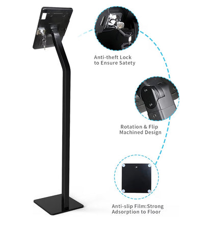 Anti-Theft Security Kiosk POS Floor Stand Holder Enclosure for 10.2" 2020 iPad 8th Gen & 2019 iPad 7th Gen, Flip & 360° Swivel Design