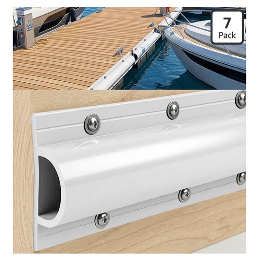 Dock Bumpers 7 Pack, 23 Feet Boat Dock Bumper Guards Marine Rub Rail with Mounting Screws Double Molded Rubber Edging Fender for Straight Edge and Side, Poles, Deck or Outdoor Stage Edge (White) (New in Box)