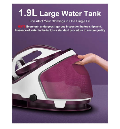 MARTISAN Steam Generator Iron for Clothes, LED Steam Station, 1800W Power, 8 Bar Max Pressure, 1.9L Water Tank, 550g/min Steam Burst, Auto Off, Ceramic Soleplate, Fast Wrinkle Removal (Purple) (New in Box)
