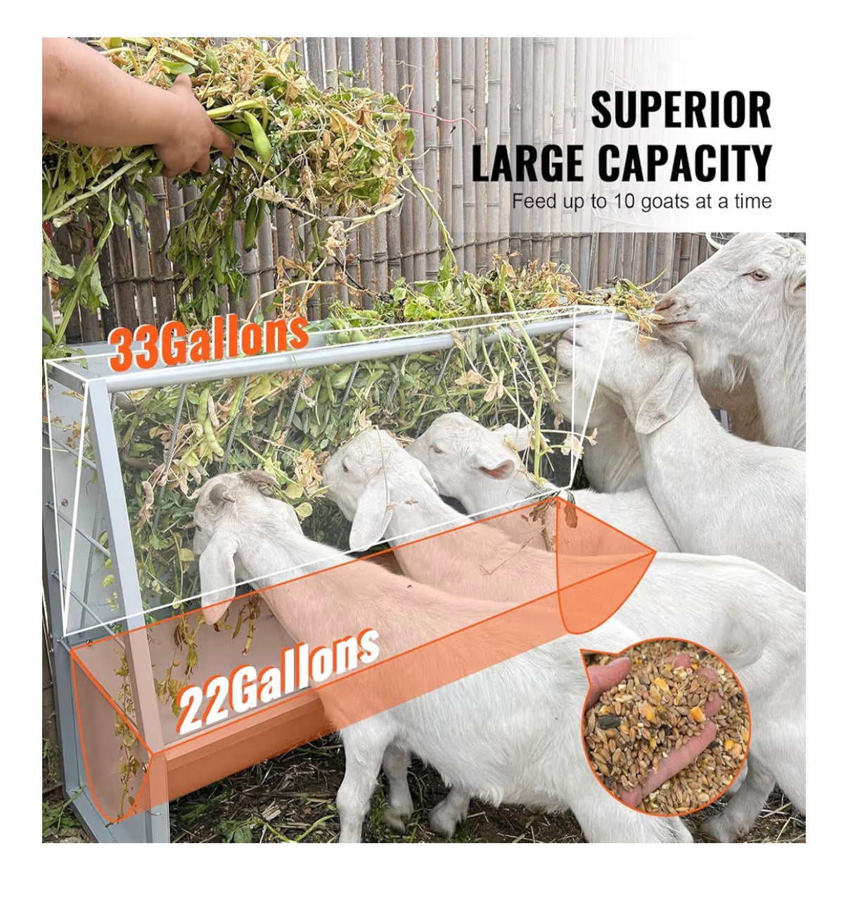 5ft Pasture Hay Feeder, Heavy Duty Galvanized Steel Livestock Hay Feeder, Outdoor Pasture Feeder for Sheep, Goats, Pony and Miniature Horses (New in Box)