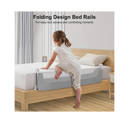 Bed Rail for Toddlers, Swing Door Kids Beds Rails Guard for Twin, Full, Queen, Bunk Size Bed, Extra Tall Child Bed Rail Guard with Reinforced Anchor Safety System 32 Inch Length X 29.5 Height (Gray) (New in Box)