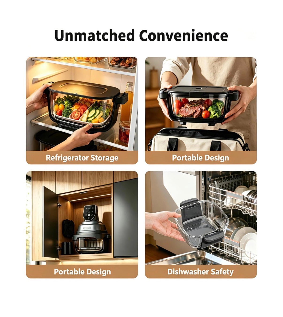 5-in-1 Glass Air Fryer for Zero-Oil Healthy Cooking, Space Saving 1500W Countertop Cooker with 4 QT 6 Cup Glass Bowl, Non-ToxicSafe & Dishwasher Friendly for Small & Large Family Meals (Gray) (New in Box)