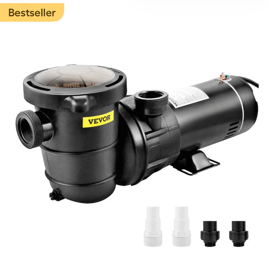 VEVOR Swimming Pool Pump, 1.5 HP 115 V, 1100 W Single Speed Pumps for Above Ground Pool w/Strainer Basket, 5280 GPH Max. Flow, Certification of ETL for Security