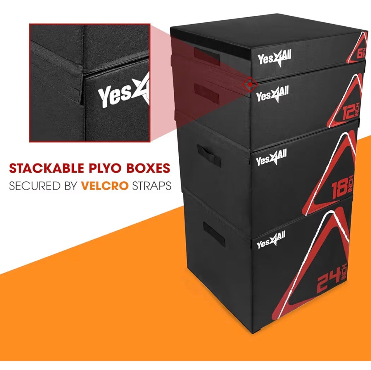 Yes4All 6 Inch Adjustable Soft Plyo Box, Jumping Trainer - For Plyometric Exercises and Conditioning, Multiple Height Variations
