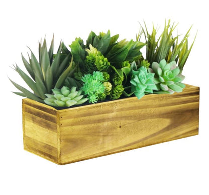 Wood Rectangle Unfinished Planter Box with Plastic Liner 4 Inch Height X 13 Inch Length X 5 Inch Width (Multiple Packing) (New in Box)